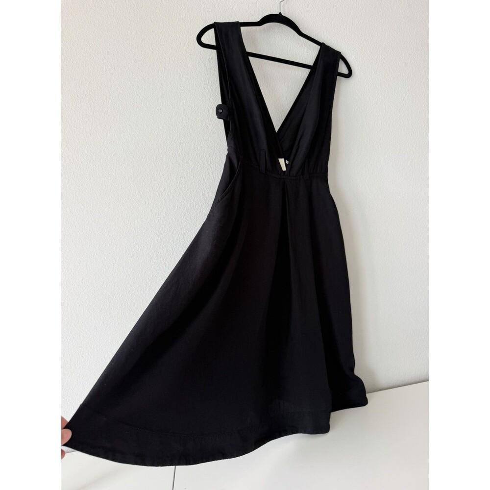 Maeve Anthropologie Black Belt Jumper Dress Viscose Linen Office Sleeveless XS - Picture 15 of 15